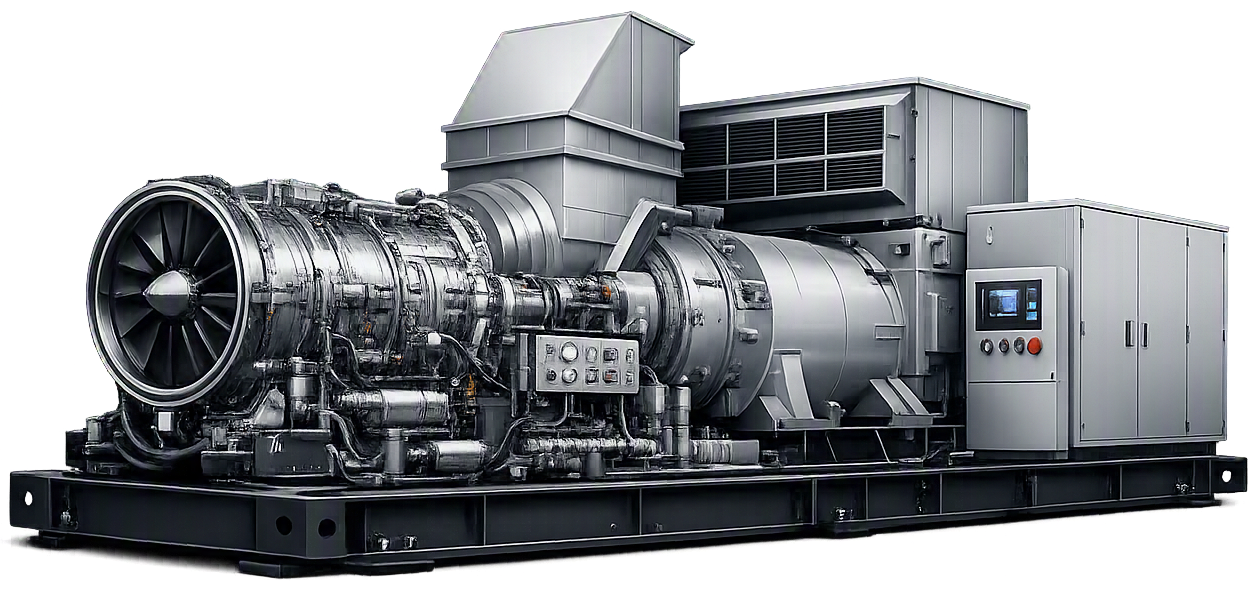Industrial gas turbine generator set, the class of equipment The Power Vault Group specifies and delivers